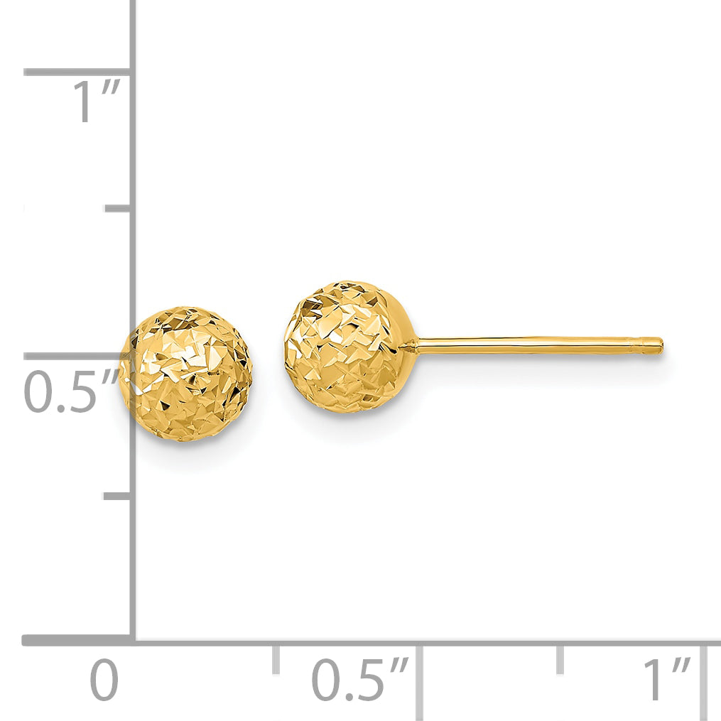 10K Yellow Gold 6mm Diamond-Cut Ball Post Earrings