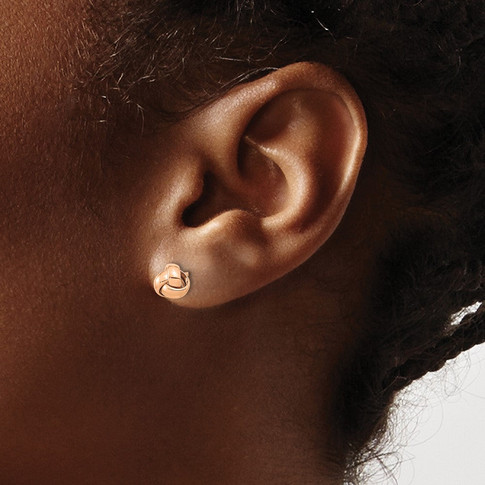 10K Rose Gold Polished Love Knot Post Earrings