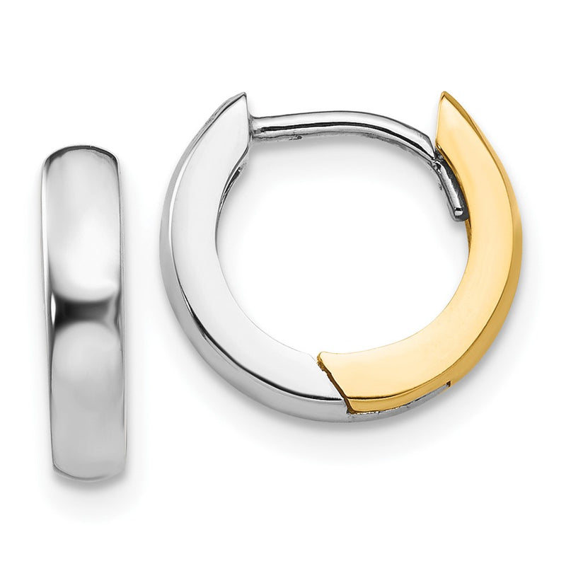10K Two-Tone 2.5mm Round Hinged Hoop Earrings
