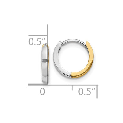 10K Two-Tone 1.50mm Hinged Hoop Earrings