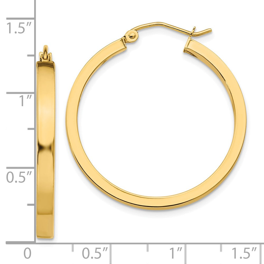 10K Yellow Gold 2X3mm Square Tube Hoops