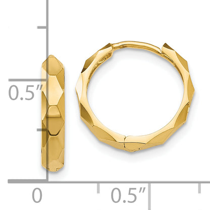 10K Yellow Gold Diamond-Cut Hoop Earrings