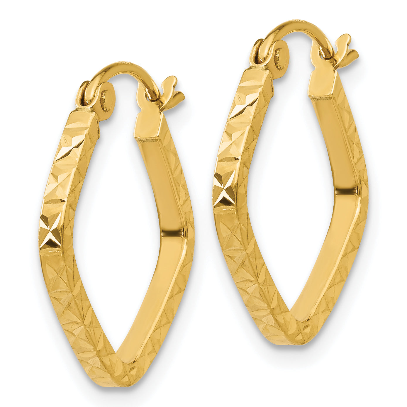 10K Yellow Gold 10K Diamond Cut Squared Hoop Earrings