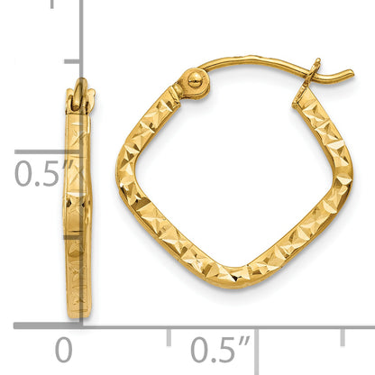 10K Yellow Gold 10K Diamond Cut Squared Hoop Earrings