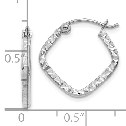 10K White Gold 10K Diamond Cut Squared Hoop Earrings