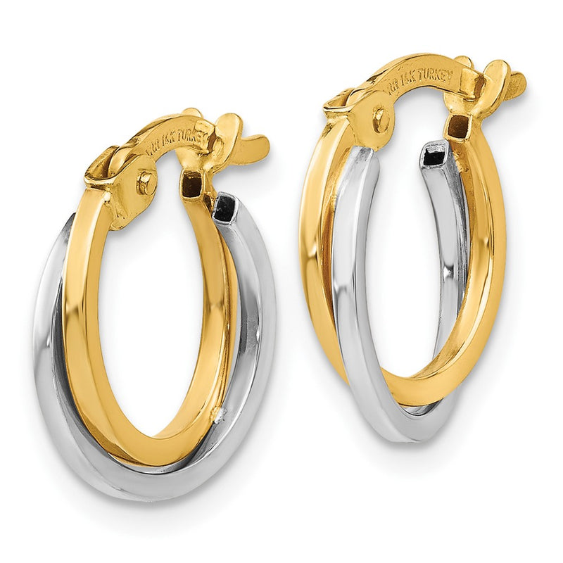 10K Two-Tone Polished Hollow Hoop Earrings