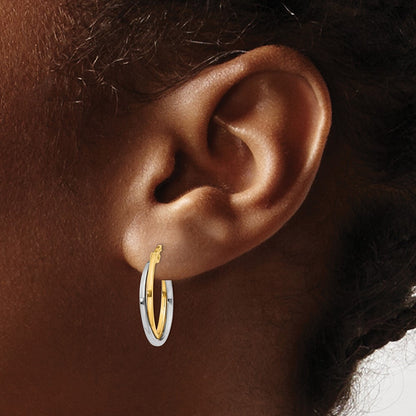 10K Two-Tone Polished Hollow Hoop Earrings