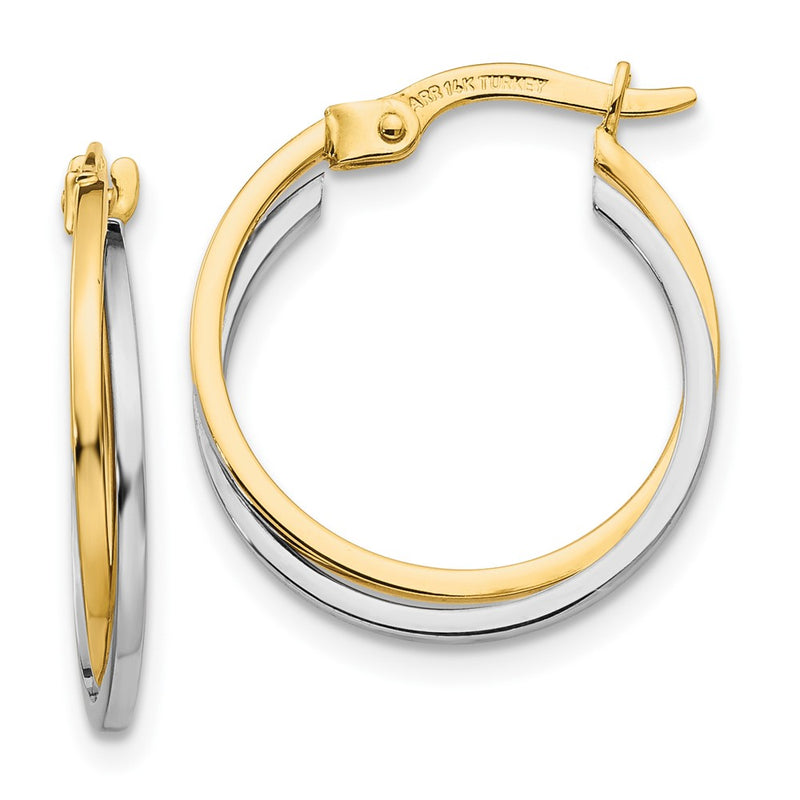 10K Two-Tone Polished Hollow Hoop Earrings