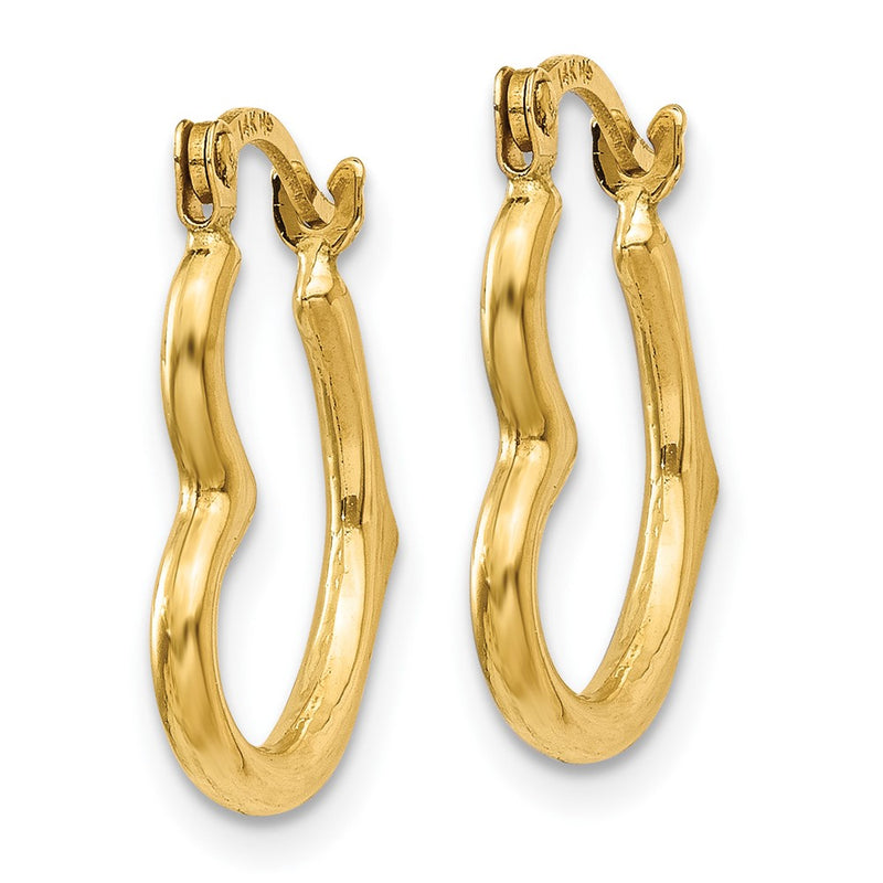 10K Yellow Gold 10K Heart Shaped Hollow Hoop Earrings