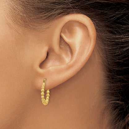 10K Yellow Gold 10K Beaded Hoop Earrings