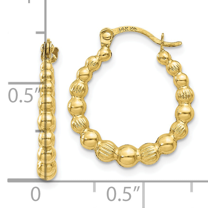 10K Yellow Gold 10K Beaded Hoop Earrings