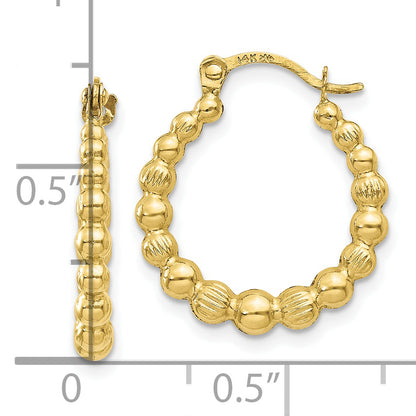 10K Yellow Gold 10K Beaded Hoop Earrings
