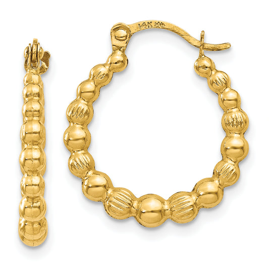 10K Yellow Gold 10K Beaded Hoop Earrings