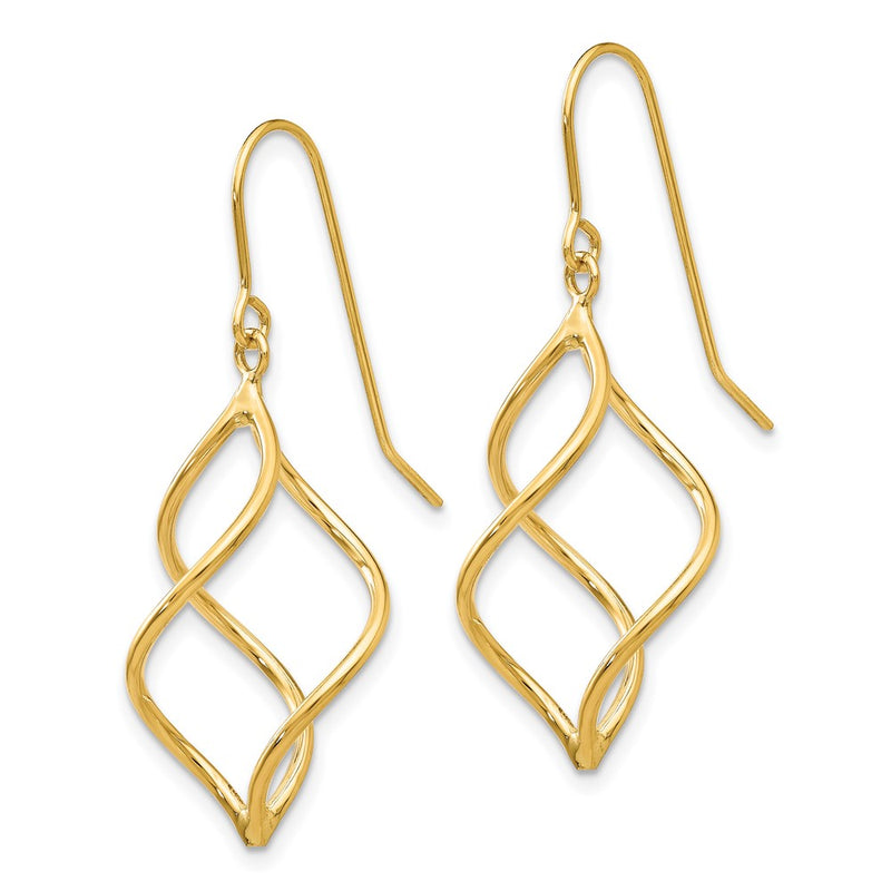 10K Yellow Gold Polished Short Twisted Dangle Earrings
