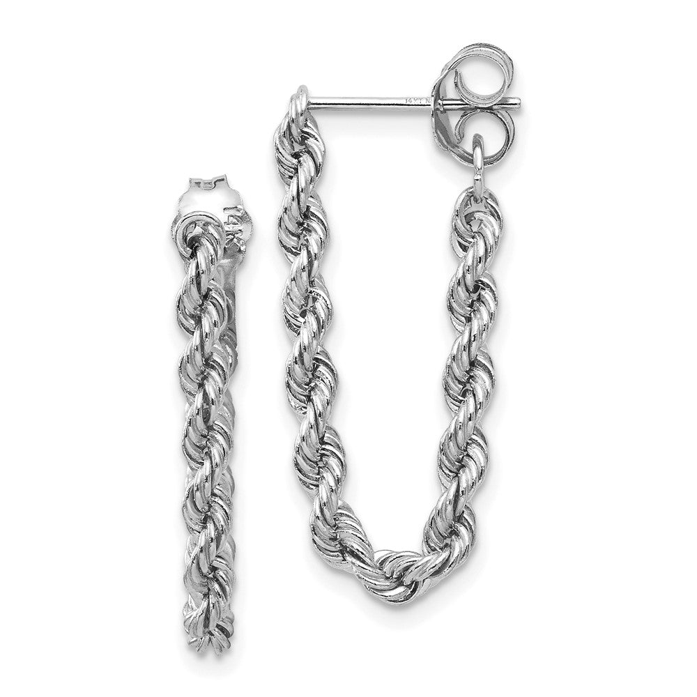 10K White Gold Rope Chain Dangle Post Earring