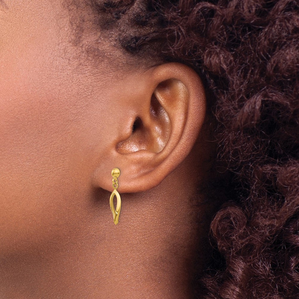 10K Yellow Gold Post Dangle Earrings