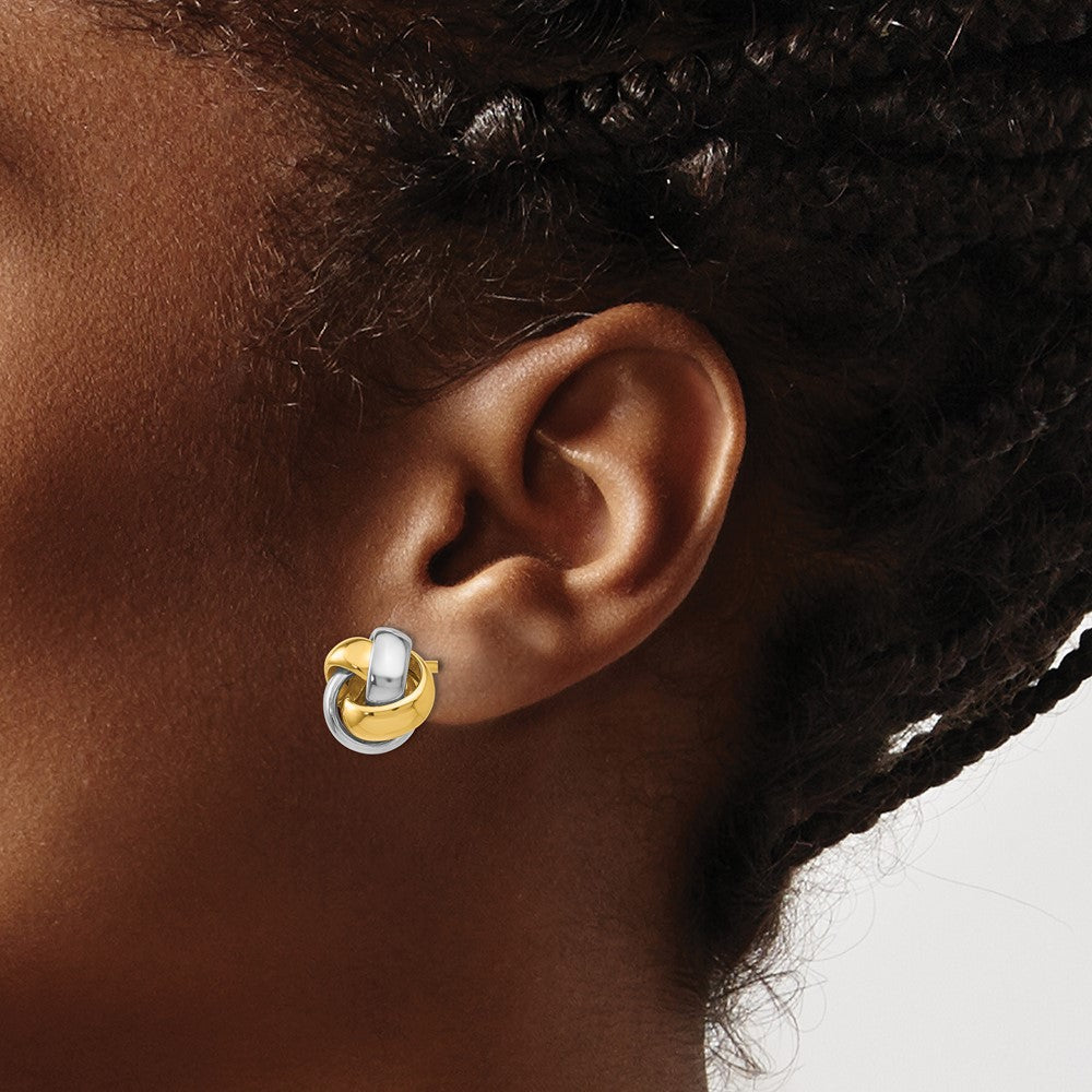 10K Two-Tone Knot Post Earrings