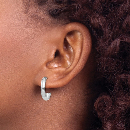 10K White Gold Polished 3.5mm J-Hoop Earrings