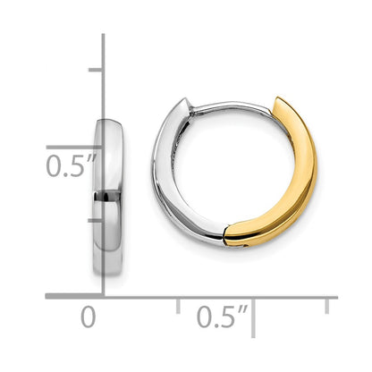 10K Two-Tone Hinged Hoop Earrings