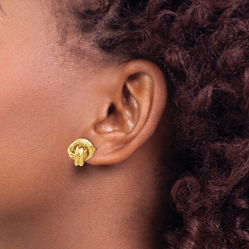10K Yellow Gold Love Knot Post Earrings