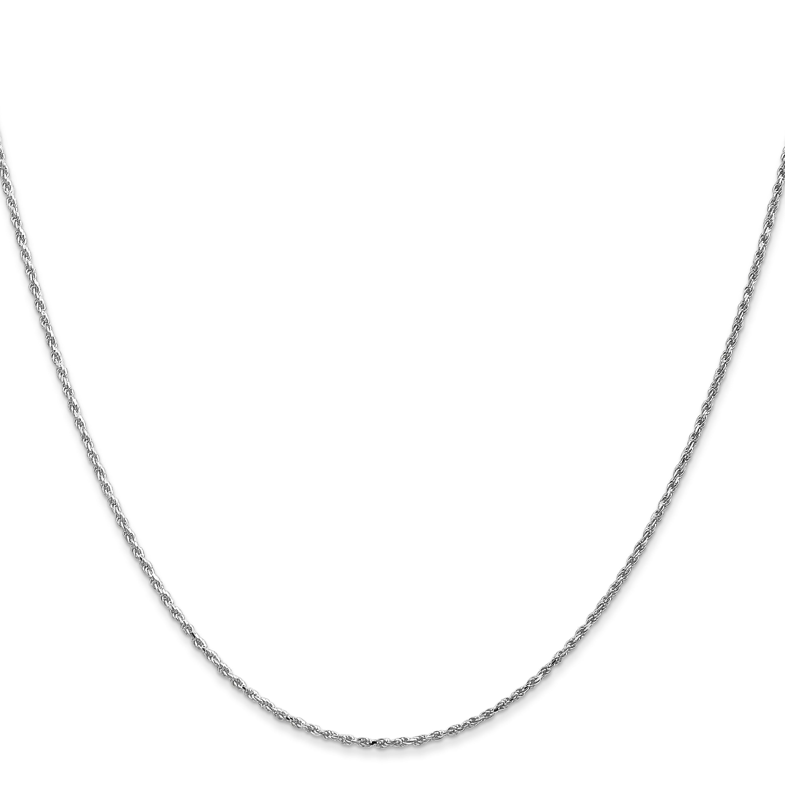 20 Inch 10K White Gold 1.15mm D/C Machine Made Rope Chain