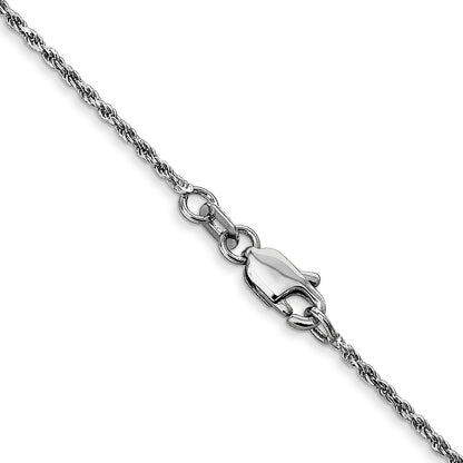 24 Inch 10K White Gold 1.15mm Diamond Cut Machine Made Rope Chain