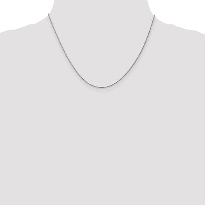 18 Inch 10K White Gold 1.15mm D/C Machine Made Rope Chain