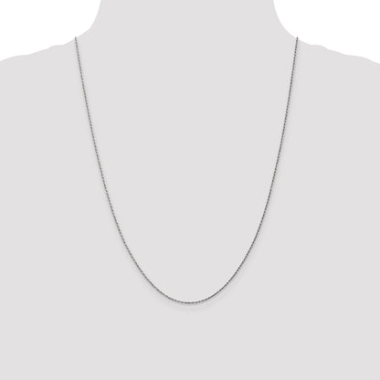 24 Inch 10K White Gold 1.15mm Diamond Cut Machine Made Rope Chain