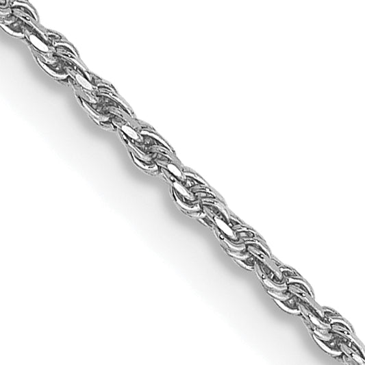 24 Inch 10K White Gold 1.15mm Diamond Cut Machine Made Rope Chain