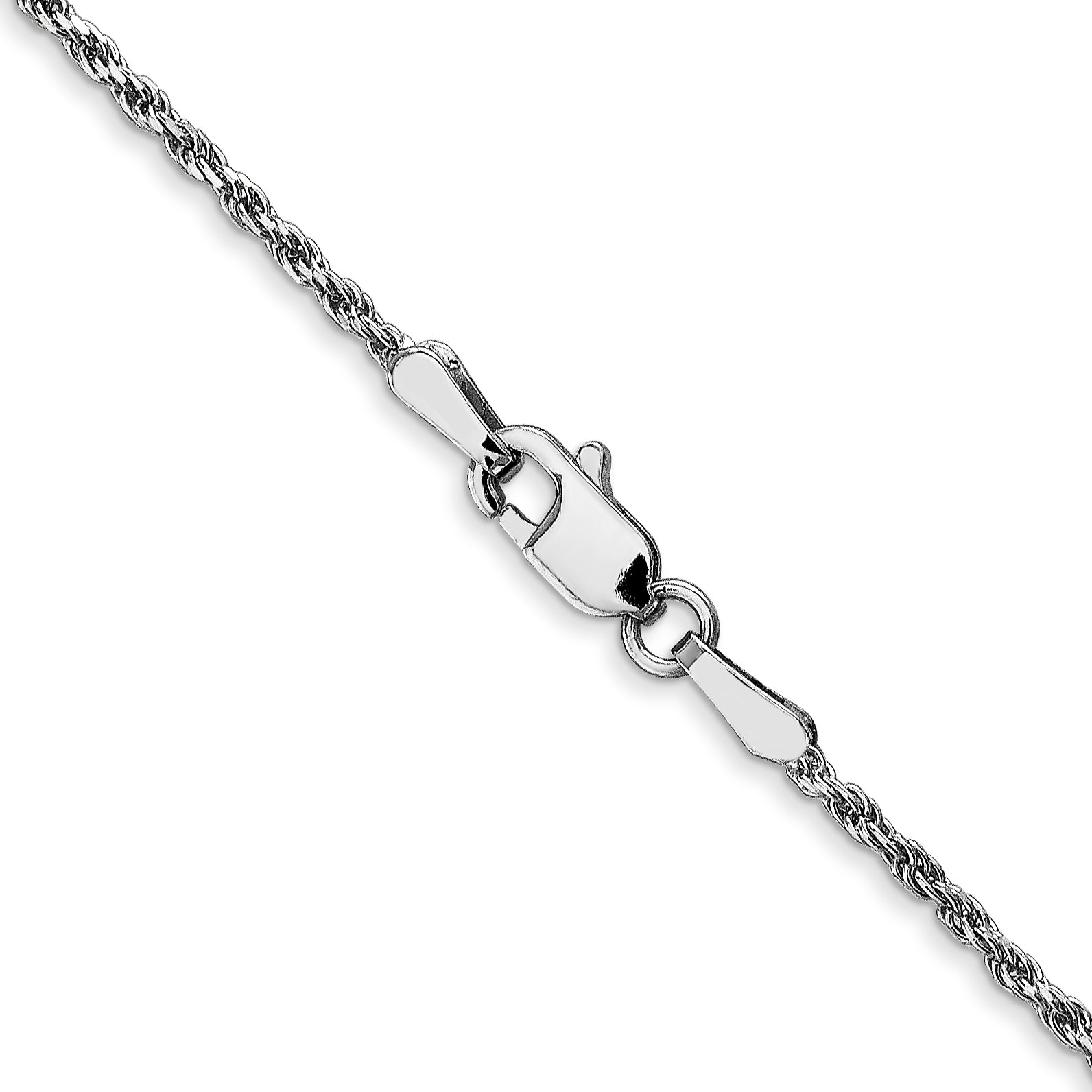 24 Inch 10K White Gold 1.3mm Diamond Cut Machine Made Rope Chain