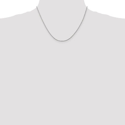 18 Inch 10K White Gold 1.3mm D/C Machine Made Rope Chain