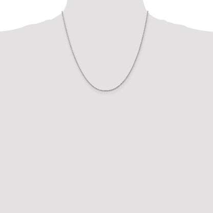 20 Inch 10K White Gold 1.3mm D/C Machine Made Rope Chain