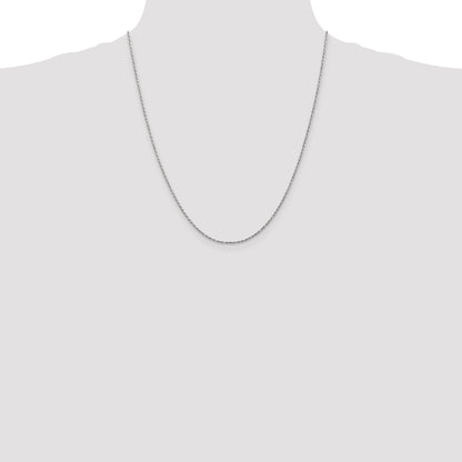 22 Inch 10K White Gold 1.3mm D/C Machine Made Rope Chain