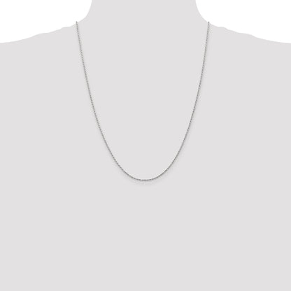 24 Inch 10K White Gold 1.3mm Diamond Cut Machine Made Rope Chain