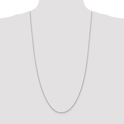 30 Inch 10K White Gold 1.3mm D/C Machine Made Rope Chain