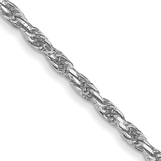 30 Inch 10K White Gold 1.3mm D/C Machine Made Rope Chain