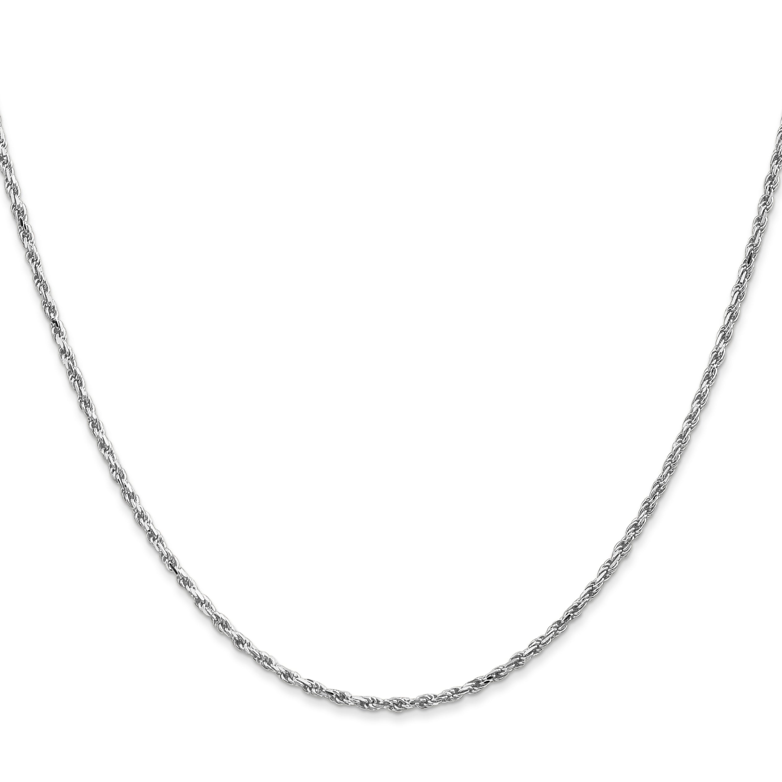 24 Inch 10K White Gold 1.6mm D/C Machine Made Rope Chain