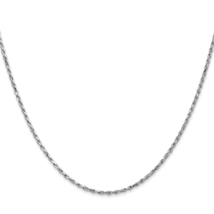 18 Inch 10K White Gold 1.6mm D/C Machine Made Rope Chain