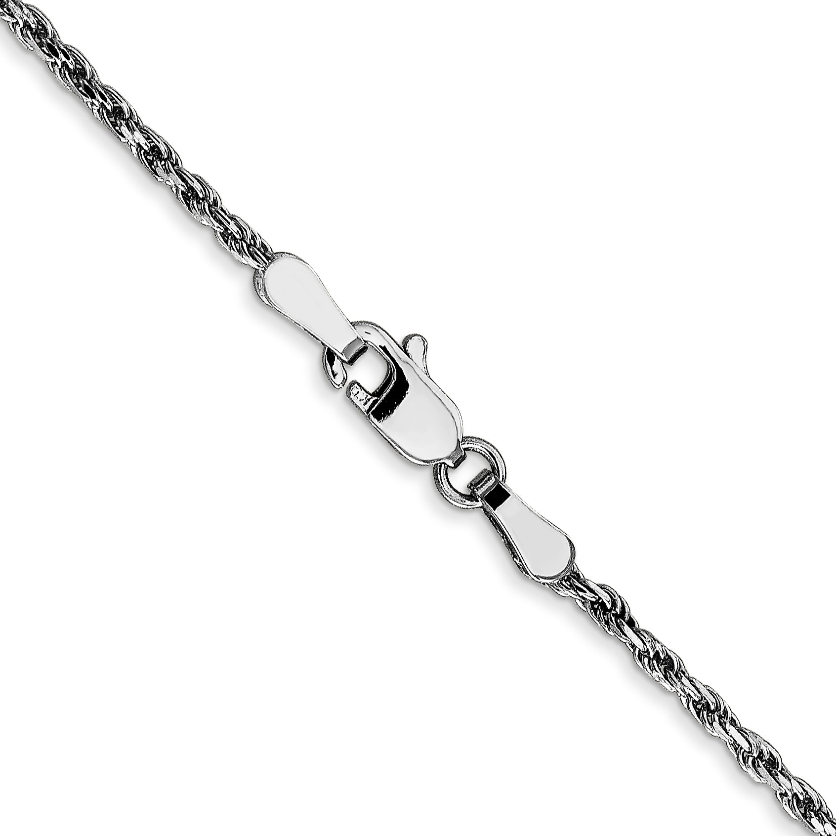 30 Inch 10K White Gold 1.6mm D/C Machine Made Rope Chain