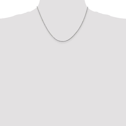 18 Inch 10K White Gold 1.6mm D/C Machine Made Rope Chain