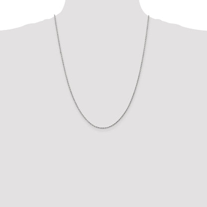 24 Inch 10K White Gold 1.6mm D/C Machine Made Rope Chain