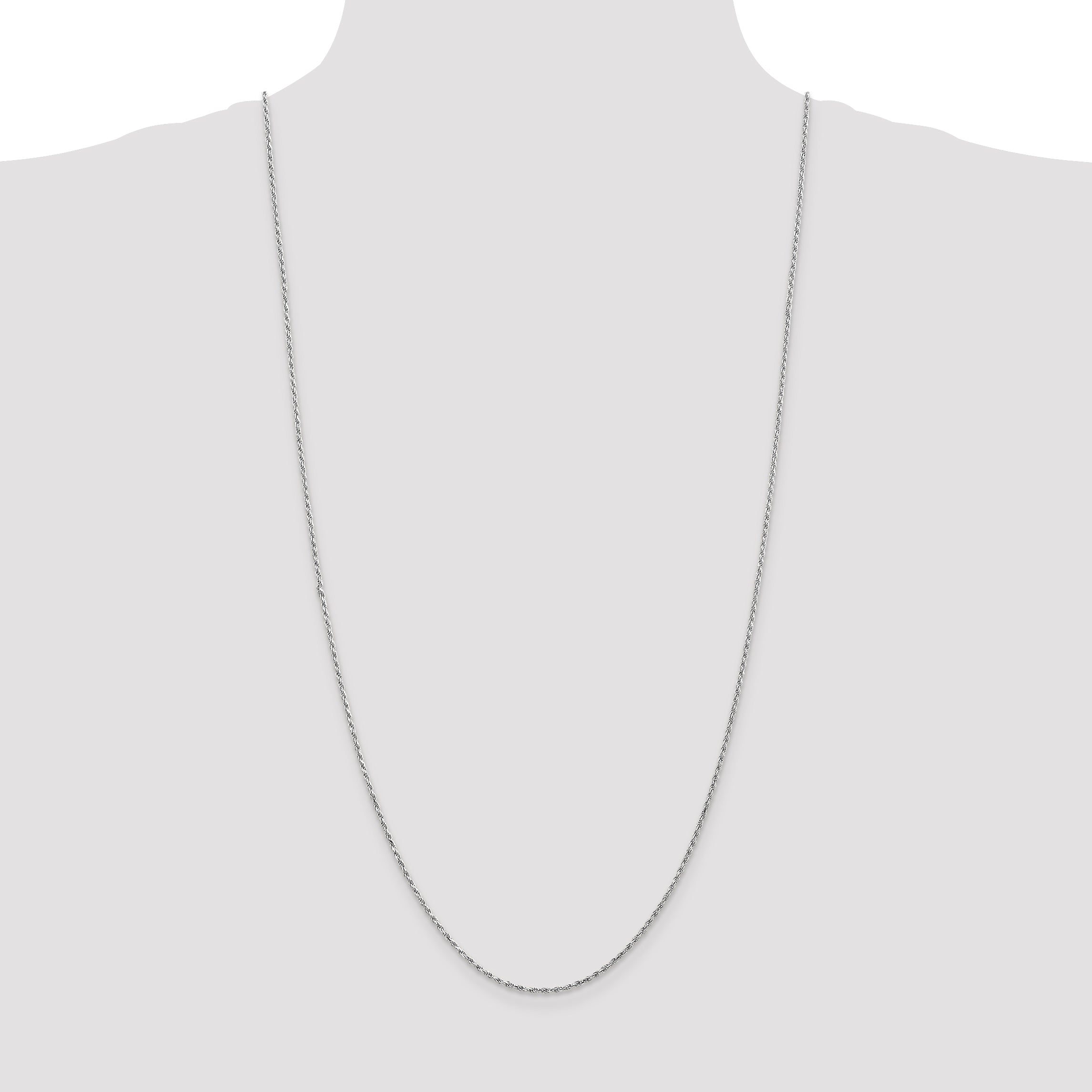 30 Inch 10K White Gold 1.6mm D/C Machine Made Rope Chain