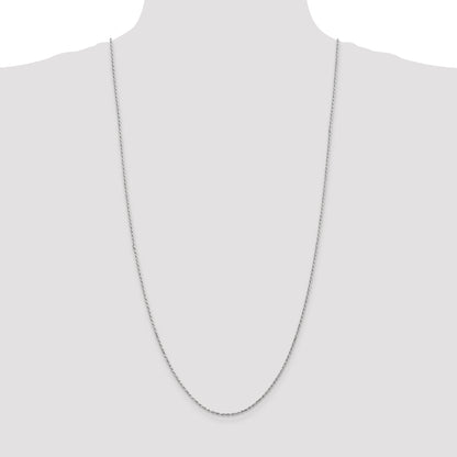30 Inch 10K White Gold 1.6mm D/C Machine Made Rope Chain