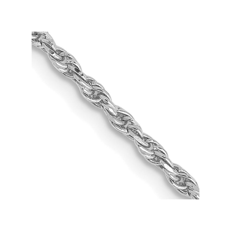 10K White Gold 1.6mm Diamond Cut Machine Made Rope Chain Necklace