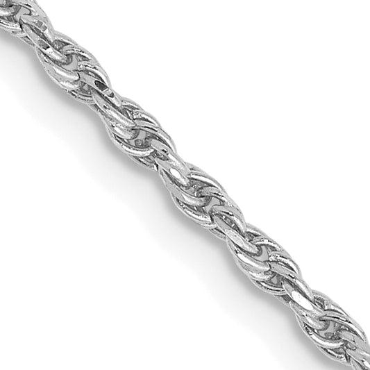 30 Inch 10K White Gold 1.6mm D/C Machine Made Rope Chain