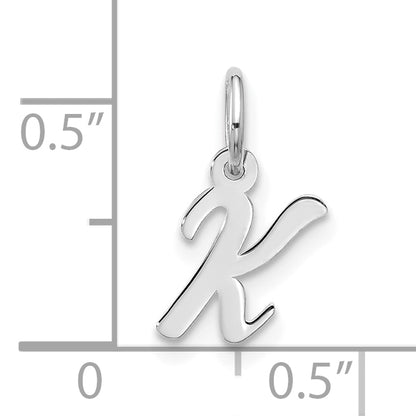 10K White Gold 10Kw Small Script Initial K Charm