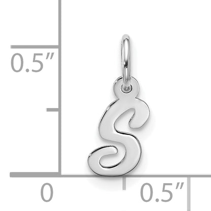 10K White Gold 10Kw Small Script Initial S Charm