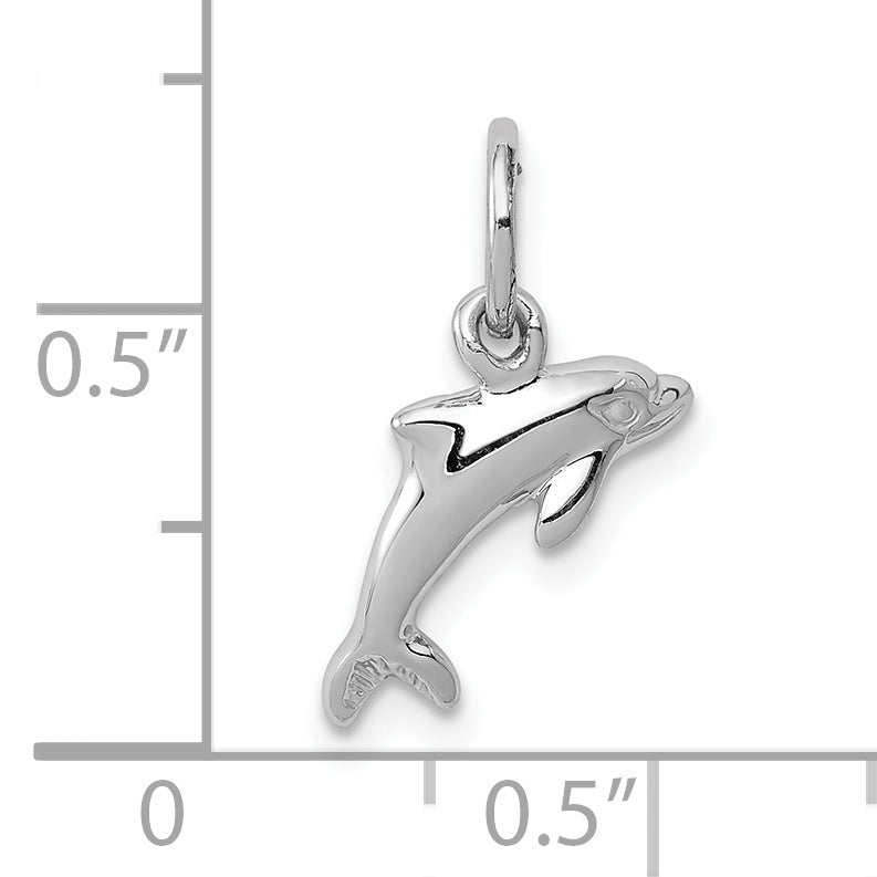10K White Gold Dolphin Charm