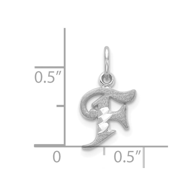 10K White Gold 10Kw Diamond-Cut Initial F Charm