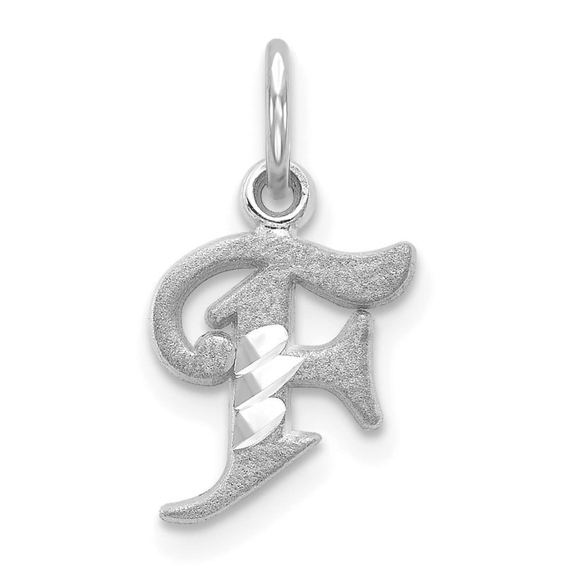 10K White Gold 10Kw Diamond-Cut Initial F Charm